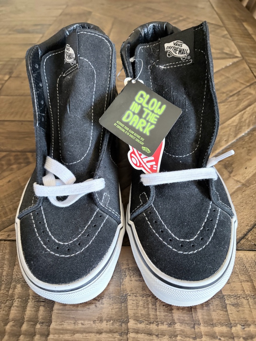 Vans Black and White High-Top Glow-In-The-Dark Sneakers